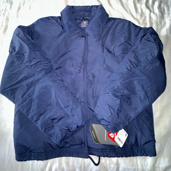 Free people Off The Bleachers Coaches Jacket Navy Size Small - Picture 2 of 2